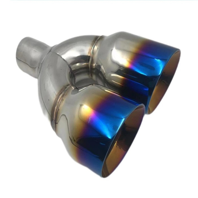 Exhaust Tip Muffler in Double Wall Thickness Dual Outlet