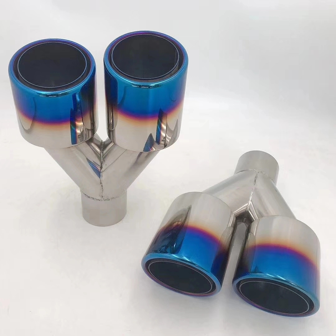 Exhaust Tip Muffler in Double Wall Thickness Dual Outlet