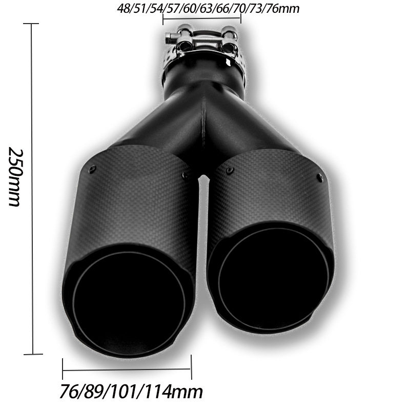 High Performance Black Painted Exhaust Tip with Dual Outlet in Carbon Fiber