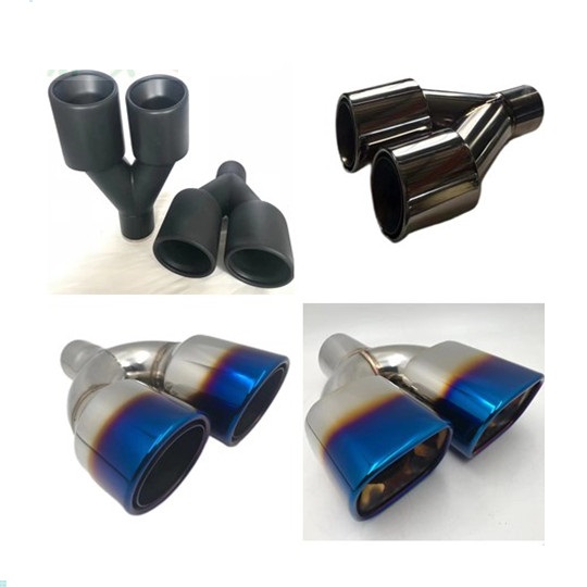 Exhaust Tip Muffler in Double Wall Thickness Dual Outlet
