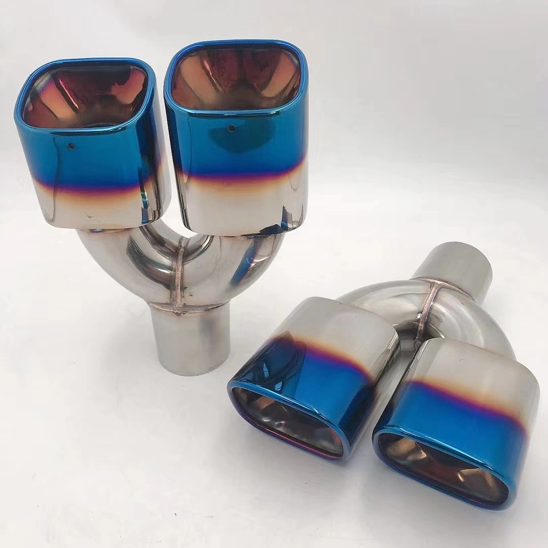Exhaust Tip Muffler in Double Wall Thickness Dual Outlet