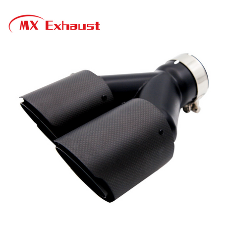 High Performance Black Painted Exhaust Tip with Dual Outlet in Carbon Fiber