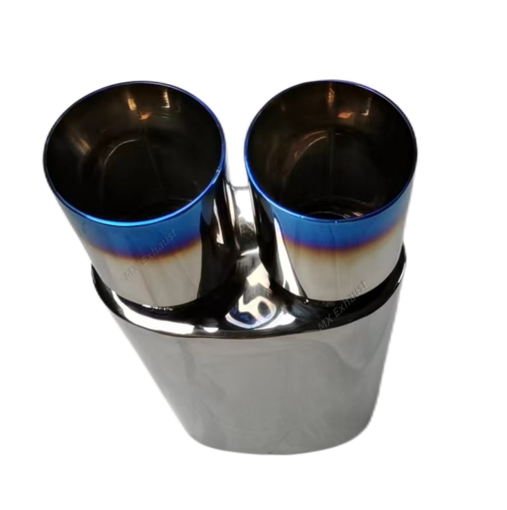 Exhaust Muffler in Stainless Steel with Blue Burnt Dural Outlet