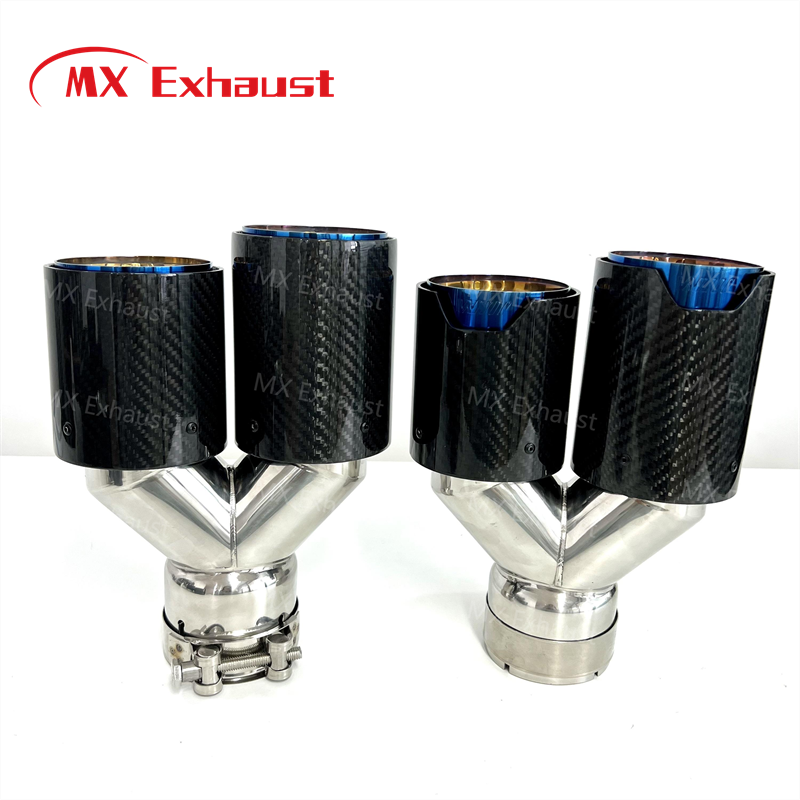 M Performance Titanium Blue Burnt Exhaust Carbon Fiber Tailpipe Muffler Tips for B*MW