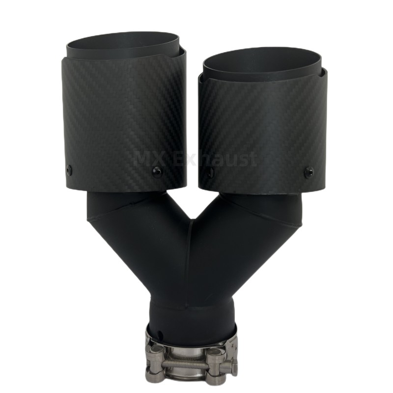 High Performance Black Painted Exhaust Tip with Dual Outlet in Carbon Fiber